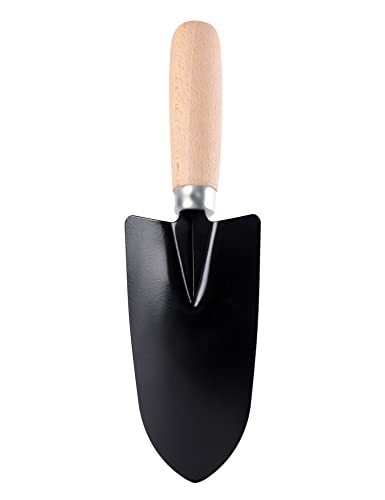 Garronda Blumenkelle Gartenschaufel zu Bepflanzung Handschaufel spitz Pflanzkelle mit Holzgriff, Länge: 27 cm GD-0004 (Blumenkelle, Schwarz) von Garronda