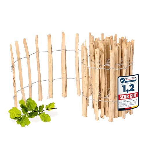 Garronda Gartenzaun zum Stecken aus Haselnüsse Zaun Garten Staketenzaun Beeteinfassung Holz Steckzaun Hochwertiger Gartenzaun für Ihren Garten GD-0079 (Lattenabstand: 7-8 cm, 50 cm x 500 cm) von Garronda