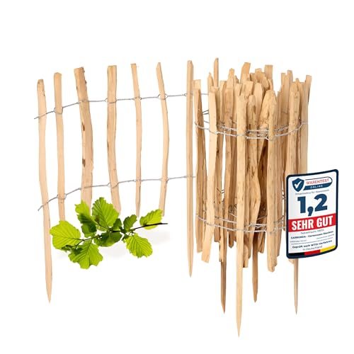 Garronda Gartenzaun zum Stecken aus Haselnüsse Zaun Garten Staketenzaun Beeteinfassung Holz Steckzaun Hochwertiger Gartenzaun für Ihren Garten GD-0156 (1 Stück, 60 cm x 500 cm) von Garronda