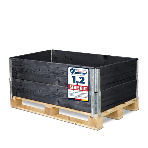 Garronda Holzaufsatzrahmen für Palette Aufbewahrungskiste aus Holz Palettenaufsatzrahmen Holzkiste (ohne Palette) Anthrazit 2 Stück 120x80x20 cm GD-0096 von Garronda