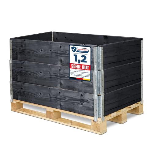 Garronda Holzaufsatzrahmen für Palette Aufbewahrungskiste aus Holz Palettenaufsatzrahmen Holzkiste (ohne Palette) Anthrazit 3 Stück 120x80x20 cm GD-0096 von Garronda