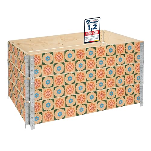 Garronda Holzaufsatzrahmen mit Print – Hochbeete für Pflanzen Blumen Kräuter Obst und Gemüse Aufbewahrungskiste aus Holz mit dekorativem Druck GD-0075 (120x80x20 cm, Blumen mit Hintergrund, 3St) von Garronda