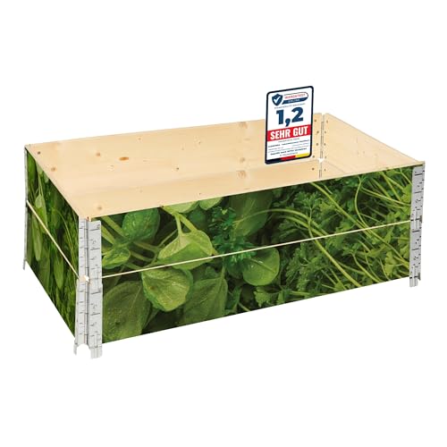 Garronda Holzaufsatzrahmen mit Print – Hochbeete für Pflanzen Blumen Kräuter Obst und Gemüse Aufbewahrungskiste aus Holz mit dekorativem Druck GD-0075 (120x80x20 cm, Pflanzenblätter, 2St) von Garronda