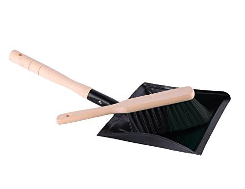 Garronda Kehrschaufel Set Kehrgarnitur aus Metall und Synthetik Handfeger mit kurzem Griff Kehrblech Kehrbesen für Haushalt nützliches Set Handfeger und Schaufel GD-0010 (Schwarz) von Garronda