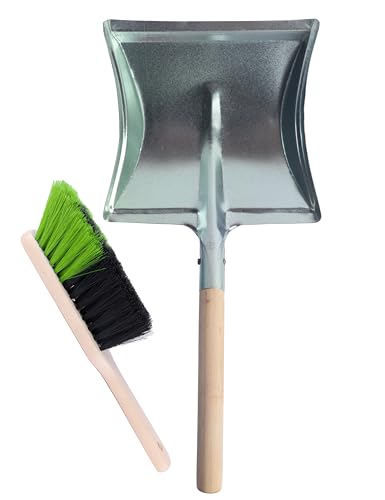 Garronda Kehrschaufel Set Kehrgarnitur aus Metall und Synthetik Handfeger mit kurzem Griff Kehrblech Kehrbesen für Haushalt nützliches Set Handfeger und Schaufel GD-0010 (Schwarz/Grün) von Garronda
