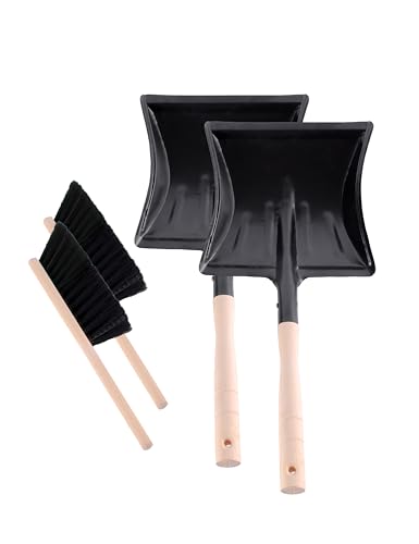 Garronda Kehrschaufel Set Kehrgarnitur aus Metall und Synthetik Handfeger mit kurzem Griff Kehrblech Kehrbesen für Haushalt nützliches Set Handfeger und Schaufel GD-0010 2 Stück (Schwarz) von Garronda