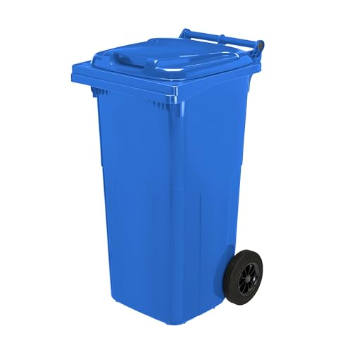 Garronda Mülltonne 120 Liter Abfalltonne mit Deckel und 2 Rädern Müllbehälter aus Kunststoff Müllgroßbehälter GD-0097, Blau Garronda Mülltonne 120 Liter Abfalltonne mit Deckel und 2 Rädern Müllbehälter aus Kunststoff Müllgroßbehälter GD-0097, Blau von Garronda