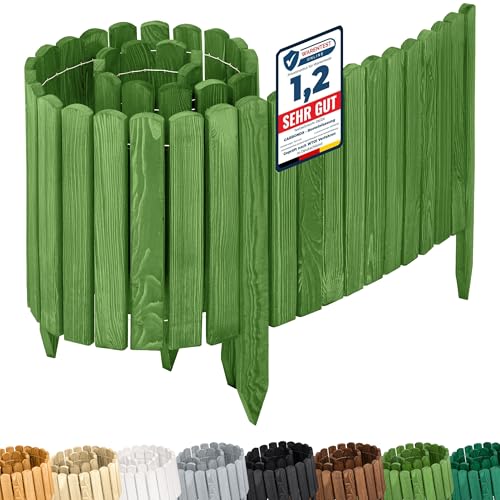 Garronda Rasenkante Holz Beeteimfassung imprägniert 200 cm x 40 cm Flexibler Rollborder Zaun für Garten GD-0110 (Dunkelgrün, Höhe: 40 cm) von Garronda