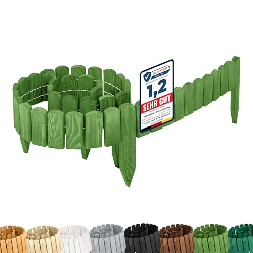 Garronda Rasenkante Holz Beeteimfassung imprägniert 200 cm x 8 cm Flexibler Rollborder Zaun für Garten GD-0106 (Dunkelgrün, Höhe: 8 cm) von Garronda