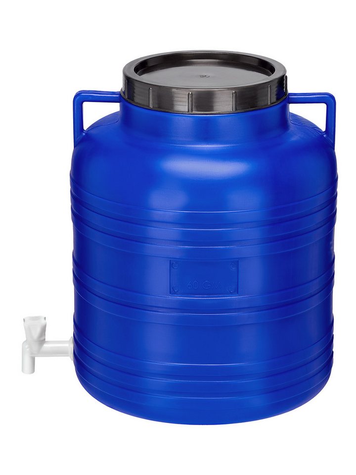 Garronda Regentonne 60 L BPA-freies Fass mit Deckel und Hahn Weithalsfass GD-0090, Blau, 60 l von Garronda