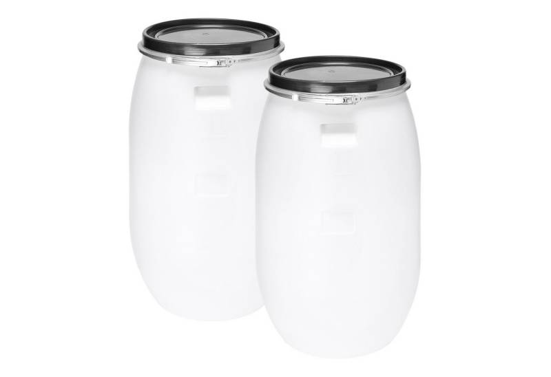 Garronda Regentonne Set 2x 120 Liter Deckelfass HDPE Lebensmittelfass Futtertonne GD-0123, 120 l, (2-tlg), BPA-Frei von Garronda