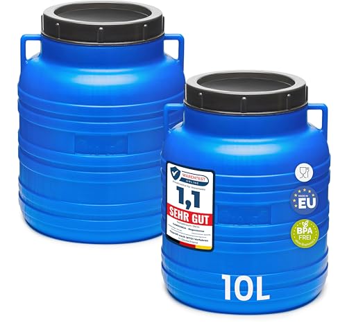Garronda Set 2x 10 Liter Weithalsfass BPA-frei Futtertonne Fass Universalfass Lebensmittel Fass Regenfass für Garten Regentonne mit Deckel Regenwassertonne für Garten Wassertonne GD-0120, Blau Garronda Set 2x 10 Liter Weithalsfass BPA-frei Futtertonne Fass Universalfass Lebensmittel Fass Regenfass für Garten Regentonne mit Deckel Regenwassertonne für Garten Wassertonne GD-0120, Blau von Garronda