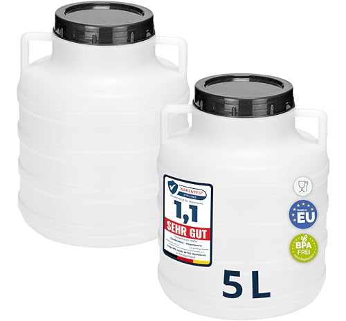 Garronda Set 2x 5 Liter Weithalsfass BPA-frei Futtertonne Fass Universalfass Lebensmittel Fass Regenfass für Garten Regentonne mit Deckel Regenwassertonne für Garten Wassertonne GD-0125, Weiß Garronda Set 2x 5 Liter Weithalsfass BPA-frei Futtertonne Fass Universalfass Lebensmittel Fass Regenfass für Garten Regentonne mit Deckel Regenwassertonne für Garten Wassertonne GD-0125, Weiß von Garronda