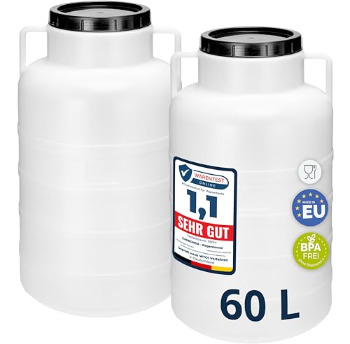 Garronda Set 2x 60 Liter Weithalsfass BPA-frei Futtertonne Fass Universalfass Lebensmittel Fass Regenfass für Garten Regentonne mit Deckel Regenwassertonne für Garten Wassertonne GD-0128, Weiß Garronda Set 2x 60 Liter Weithalsfass BPA-frei Futtertonne Fass Universalfass Lebensmittel Fass Regenfass für Garten Regentonne mit Deckel Regenwassertonne für Garten Wassertonne GD-0128, Weiß von Garronda