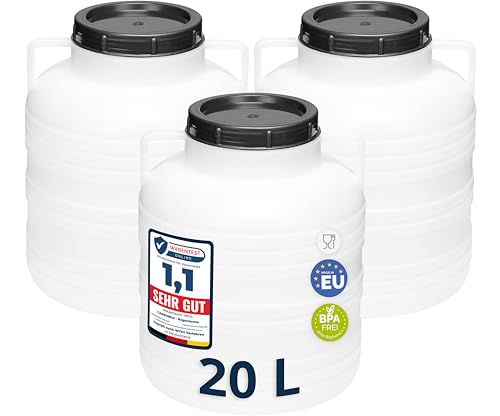 Garronda Set 3x 20 Liter Weithalsfass BPA-frei Futtertonne Fass Universalfass Lebensmittel Fass Regenfass für Garten Regentonne mit Deckel Regenwassertonne für Garten Wassertonne GD-0126, Weiß Garronda Set 3x 20 Liter Weithalsfass BPA-frei Futtertonne Fass Universalfass Lebensmittel Fass Regenfass für Garten Regentonne mit Deckel Regenwassertonne für Garten Wassertonne GD-0126, Weiß von Garronda