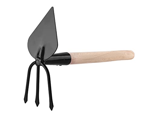 Garronda Unkrauthacke gespitzt mit Harke Gartenhacke klein Handhacke mit Rechen Doppelhacke Handhacke Hacke mit Zwei Köpfen GD-0007 (Unkrauthacke: Schwarz, Herzform) von Garronda