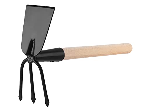 Garronda Unkrauthacke gespitzt mit Harke Gartenhacke klein Handhacke mit Rechen GD-0007 (Unkrauthacke: Schwarz, Rechteckform) von Garronda