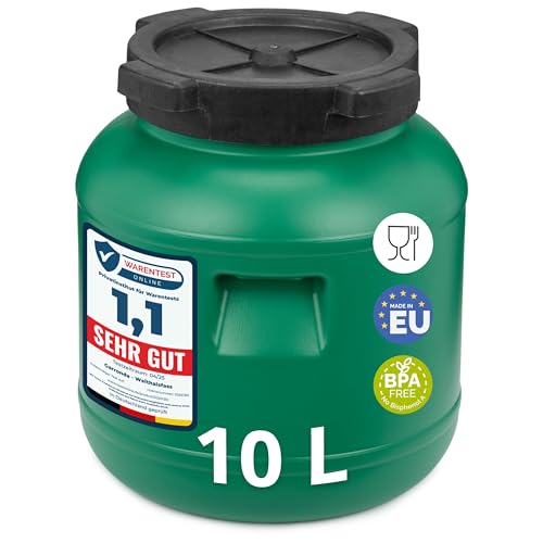 Garronda Weithalsfass 10 Liter Futtertonne mit Deckel ohne Dichtung– BPA-freier HDPE Futterbehälter für Wasser, Lagerung, Tierfutter, Sauerkraut und Gurken GD-0142 von Garronda