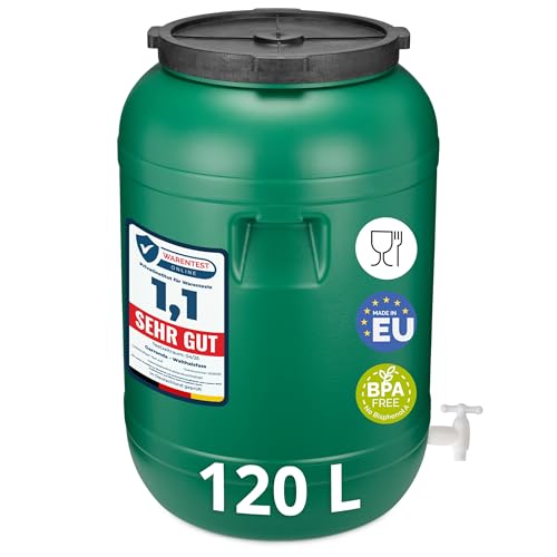 Garronda Weithalsfass 120 Liter Futtertonne mit Deckel ohne Dichtung– BPA-freier HDPE Futterbehälter für Wasser, Lagerung, Tierfutter, Sauerkraut und Gurken GD-0142 von Garronda
