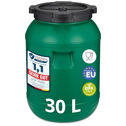 Garronda Weithalsfass 30 Liter Futtertonne mit Deckel ohne Dichtung– BPA-freier HDPE Futterbehälter für Wasser, Lagerung, Tierfutter, Sauerkraut und Gurken GD-0142 von Garronda