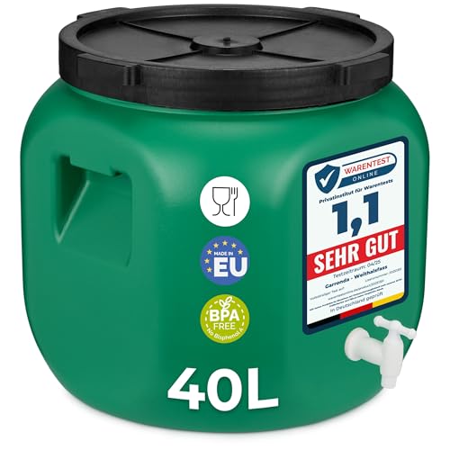 Garronda Weithalsfass 40 Liter Futtertonne mit Deckel ohne Dichtung– BPA-freier HDPE Futterbehälter für Wasser, Lagerung, Tierfutter, Sauerkraut und Gurken GD-0142 von Garronda