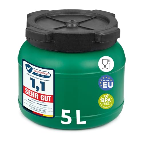 Garronda Weithalsfass 5 Liter Futtertonne mit Deckel ohne Dichtung– BPA-freier HDPE Futterbehälter für Wasser, Lagerung, Tierfutter, Sauerkraut und Gurken GD-0142 von Garronda