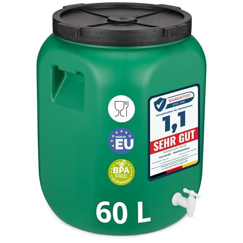Garronda Weithalsfass 60 Liter Futtertonne mit Deckel ohne Dichtung– BPA-freier HDPE Futterbehälter für Wasser, Lagerung, Tierfutter, Sauerkraut und Gurken GD-0142 von Garronda