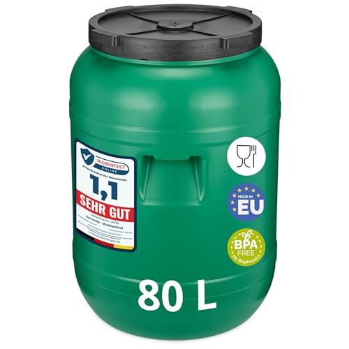 Garronda Weithalsfass 80 Liter Futtertonne mit Deckel ohne Dichtung– BPA-freier HDPE Futterbehälter für Wasser, Lagerung, Tierfutter, Sauerkraut und Gurken GD-0142 von Garronda