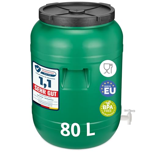 Garronda Weithalsfass 80 Liter Futtertonne mit Deckel ohne Dichtung– BPA-freier HDPE Futterbehälter für Wasser, Lagerung, Tierfutter, Sauerkraut und Gurken GD-0142 von Garronda