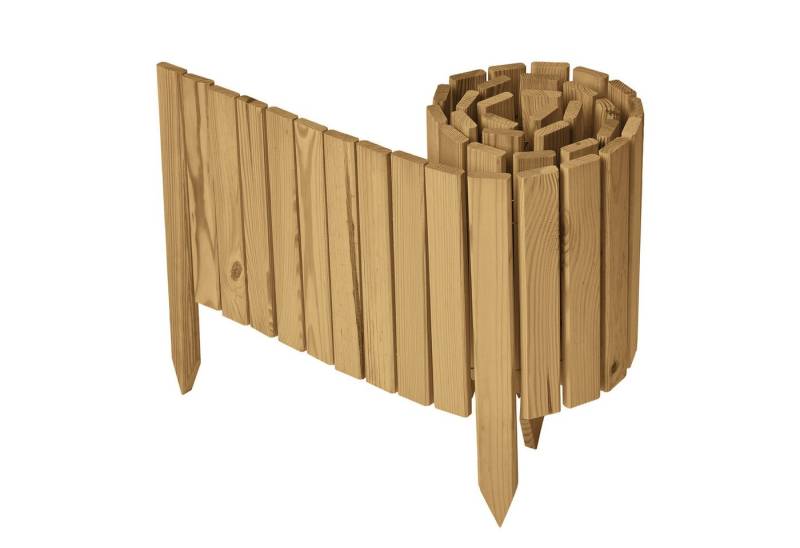 Garronda Zaun Rasenkante Holz Beeteimfassung 200 cm Flexibler Rollborder GD-0149 von Garronda