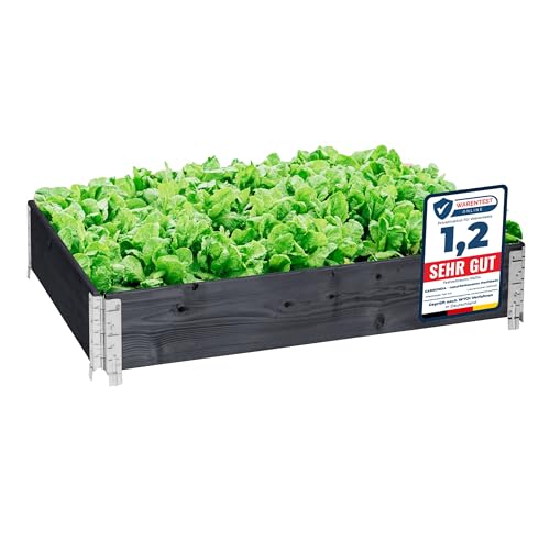 Garronda naturbelassene Hochbeete für Garten Palettenrahmen 120x80x20 cm Hochbeet Holz 1 Stück steckbar stapelbar faltbar für Pflanzen Blumen Kräuter Obst und Gemüse Anthrazit GD-0075 von Garronda