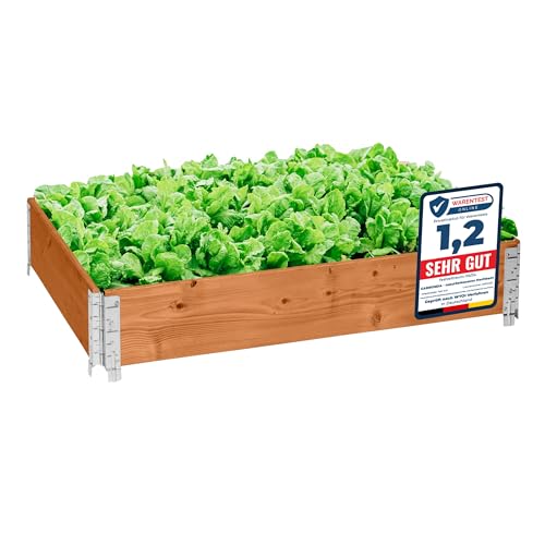 Garronda naturbelassene Hochbeete für Garten Palettenrahmen 120x80x20 cm Hochbeet Holz 1 Stück steckbar stapelbar faltbar für Pflanzen Blumen Kräuter Obst und Gemüse Braun GD-0075 von Garronda