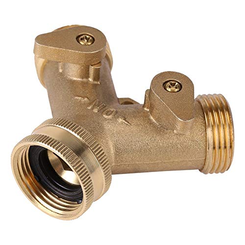 2-Wege-Ventil, Messing Wasserhahn Verteiler Adapter für Garten Rasen Bewässerung(Messing) von Garsent