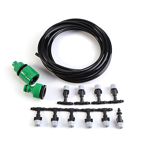 Flow Tropfbewässerung Bewässerungs-Kits, Wassernebel-Kühlsystem Schlauch-Sprinkler-Düse Gartenterrasse Irrigation Set(5M) von Garsent