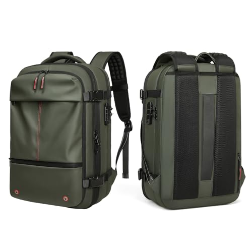 Garsent 25 L Bis 60 L Vakuumdichtungskompressionsrucksack, Erweiterbarer Regenfester Reiserucksack mit 17 -Zoll -Laptop -Fach, Wasserabfahrtsbeutel für das Geschäft (OD grün) von Garsent