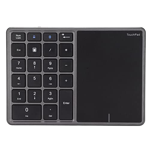 Garsent Bluetooth-Nummernblock für Laptop, 2,4 G Kabelloser Nummernblock, Wiederaufladbarer 22-Tasten-Touchscreen-Ziffernblock Numpad, Externe Numpad-Tastatur für Laptop PC Notebook (Grey) von Garsent