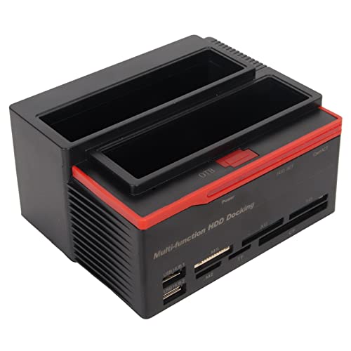 Garsent Festplatten-Dockingstation, USB 2.0 zu SATA Dual Bay Externe Festplatten-Dockingstation, Festplattenleser, für 2,5/3,5-Zoll-HDD, SSD und IDE, Cloner-Funktion (EU-Stecker) von Garsent