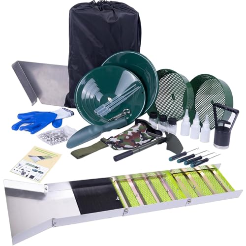 Garsent Gold Pension Kit, Deformierbare 50 -Zoll -Klapp -Gold -Schleusenbox, Tragbare Bergbaugeräte für Erwachsene, 27pcs Umfassen Goldpfanne, Klassifikatorbildschirm, Magnet, Rucksack Garsent Gold Pension Kit, Deformierbare 50 -Zoll -Klapp -Gold -Schleusenbox, Tragbare Bergbaugeräte für Erwachsene, 27pcs Umfassen Goldpfanne, Klassifikatorbildschirm, Magnet, Rucksack von Garsent