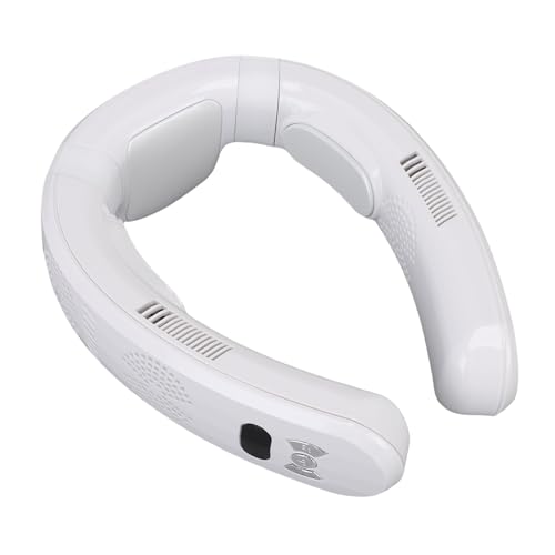 Garsent Nackenventilator, Tragbarer Nackenventilator mit 7000 MAh und Halbleiter-Kühlluftstrom, Flügellose USB-Nackenventilatoren mit 3 Geschwindigkeiten, Kühlung und Heizung, Doppelter (WHITE) von Garsent