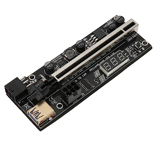 Garsent PCIE Express Extender, PCI Express 1X auf 16X Verlängerungskabel, Riser, Grafik-Mining-Karte, USB3.0 Dual 6Pin Temperatursensor, Kompatibel mit Dem 1X, 4X und 8X, 16X von Garsent