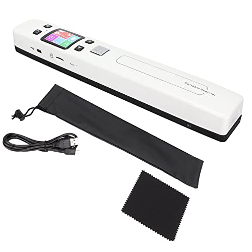 Garsent Tragbarer Scanner, A4 Monochromatischer Farb-Dokumentenscanner, 300 600 1050 DPI Fotoscanner, Automatische Abschaltung, für Dokumente, Fotos, Zeitschriften, Hausaufgaben, Entwürfe(Weiß) von Garsent