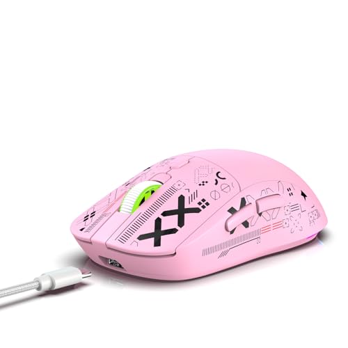 Garsent Wireless Gaming-Maus, Leichte Maus, Tri-Mode-Kabel/BT 5.0/2,4 GHz Wireless Gaming Ladargable & Reveange Shell mit 2 Seitenschaltflächen, Programmierbare RGB-Makro-Maus von Garsent