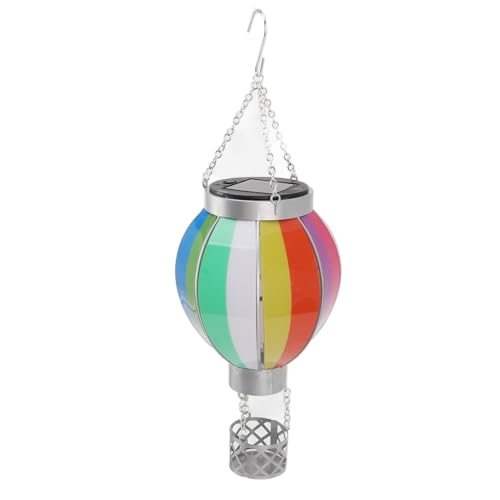 Heißluftballon-Solarlaterne, Regenbogenfarbe, Automatisches EIN-Aus, 600 MAh, Warmes Licht, Solar-Hängeleuchten für den Außenbereich, Terrasse, Garten, Veranda von Garsent