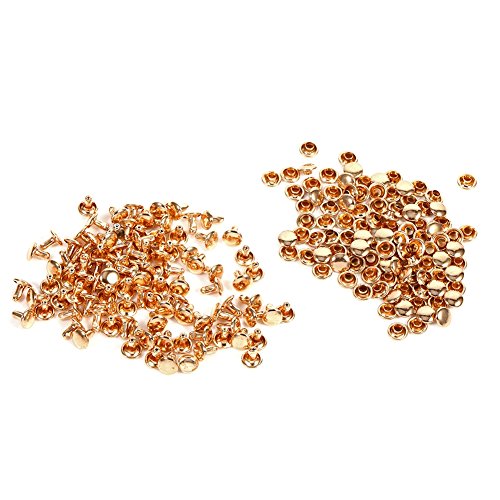 Hohlnieten, Leder Nieten Set 100 Satz 8 x 8 mm Eisen Doppelkappen Leder Nieten für für Leder Handwerk DIY Dekoration 100pcs(Gold) von Garsent