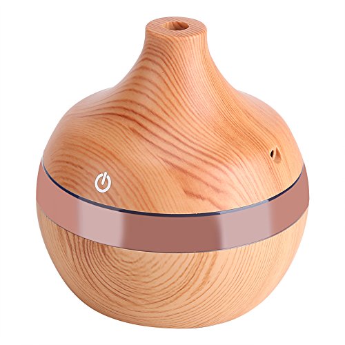 Holz Aroma Diffuser, 300ml USB Öl Düfte Humidifier LED Farbwechsel Luftbefeuchter Holzmaserung für Yoga, Salon, Spa, Wohnzimmer von Garsent