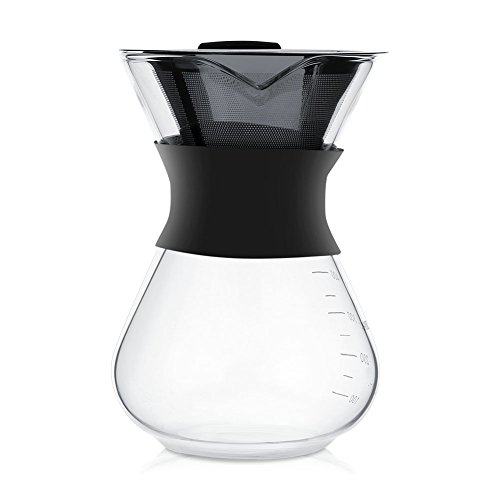 Kaffeekanne aus Glas, 400ml Pour Over Kaffeebereiter mit Edelstahl Filter, Wiederverwendbar Manuell Pour Over Kaffeebereiter von Garsent