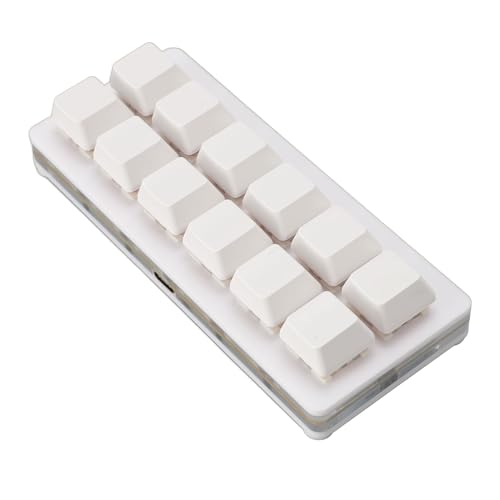 Mechanische Gaming-Tastatur mit 12 Tasten, Einhandtastatur, USB-C-kabelgebundene OSU-Tastatur, Programmierbare und Hot-Swap-fähige Tastatur für Linux, OS X, Pi (White) von Garsent