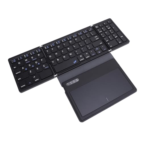 Tragbare Faltbare Tastatur, 81 Tasten WL Bluetooth-Tastatur mit Dreifach Klappbarem Touchpad, Unterstützung für Android usw., Schlanke Faltbare Tastatur für Computer-Tablets, von Garsent