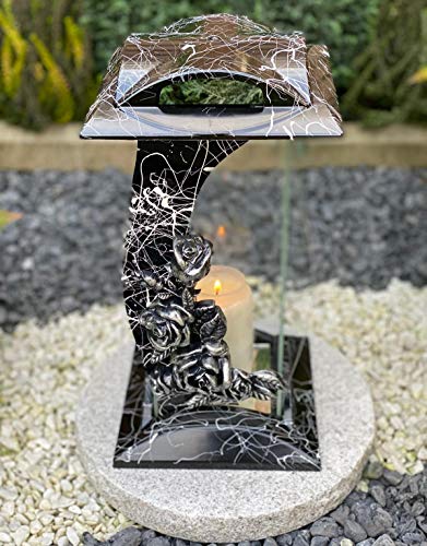Grablampe Handmade NEU mit Rose Motiv - 32 cm - Grablicht Grabkerze Grabdekoration Grabschmuck Gartenlampe von Yeahitch