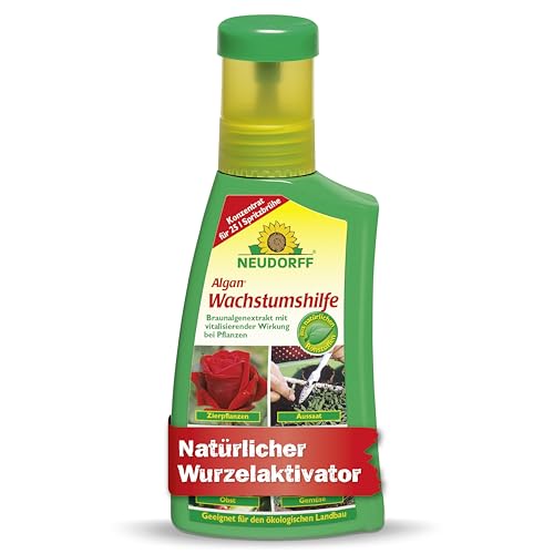 Neudorff Algan Wachstumshilfe – Natürliche Wachstumshilfe für Aussaaten, Gemüse, Obst und Zierpflanzen und kräftigt geschwächte Pflanzen, 250 ml von Neudorff